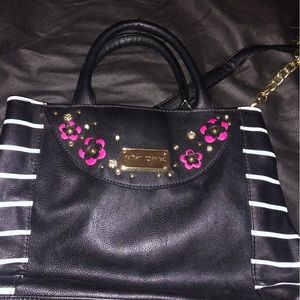 Betsey Johnson Black Flower Bag